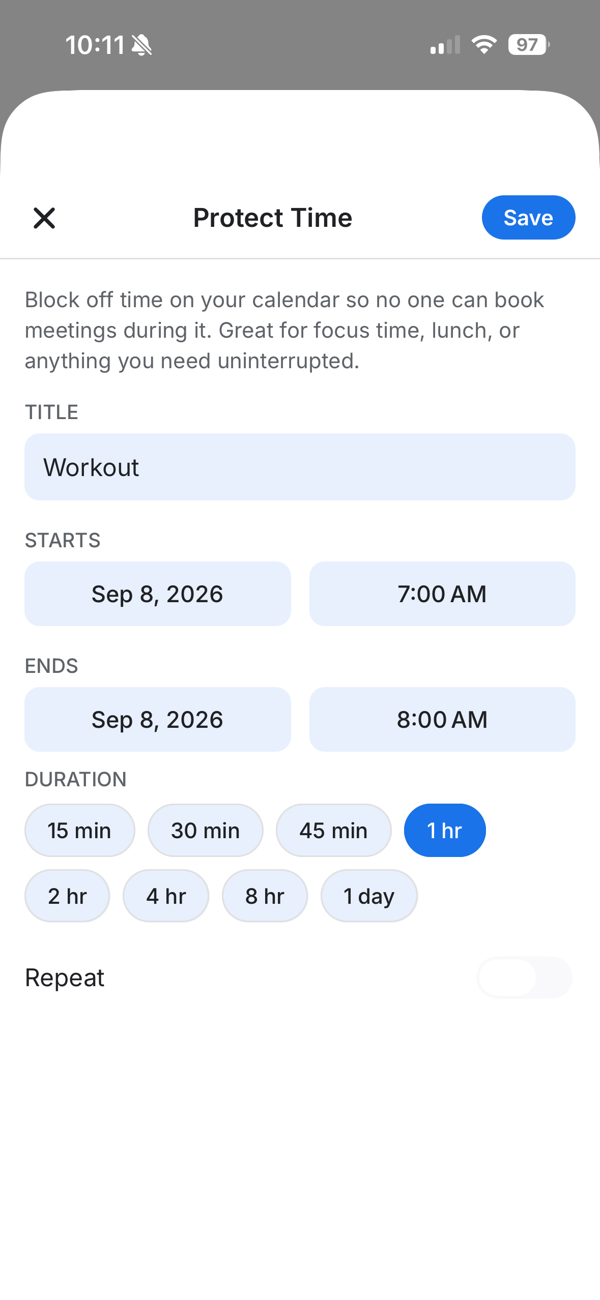 Protect Time form blocking off focus and family time